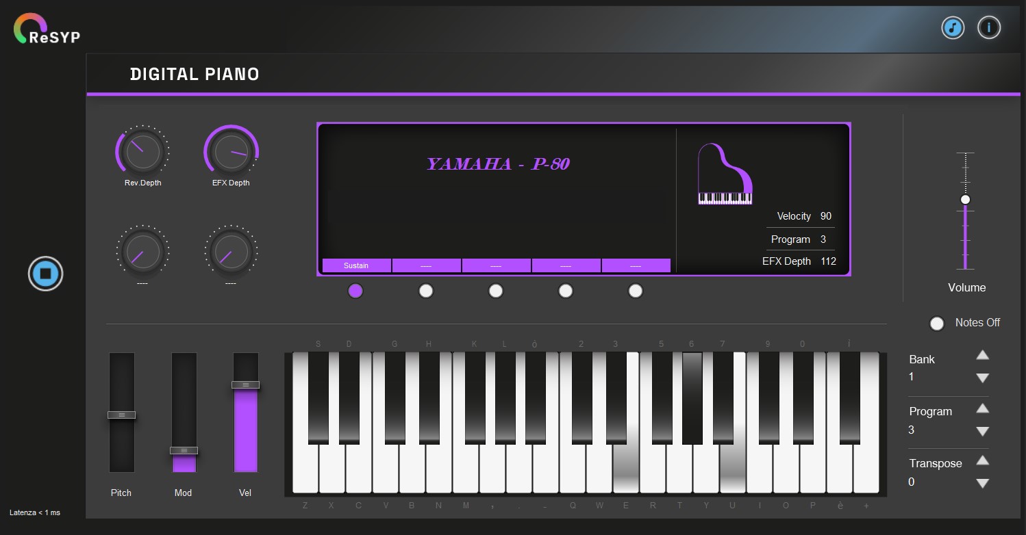 Interfaccia ReSYP Digital Piano