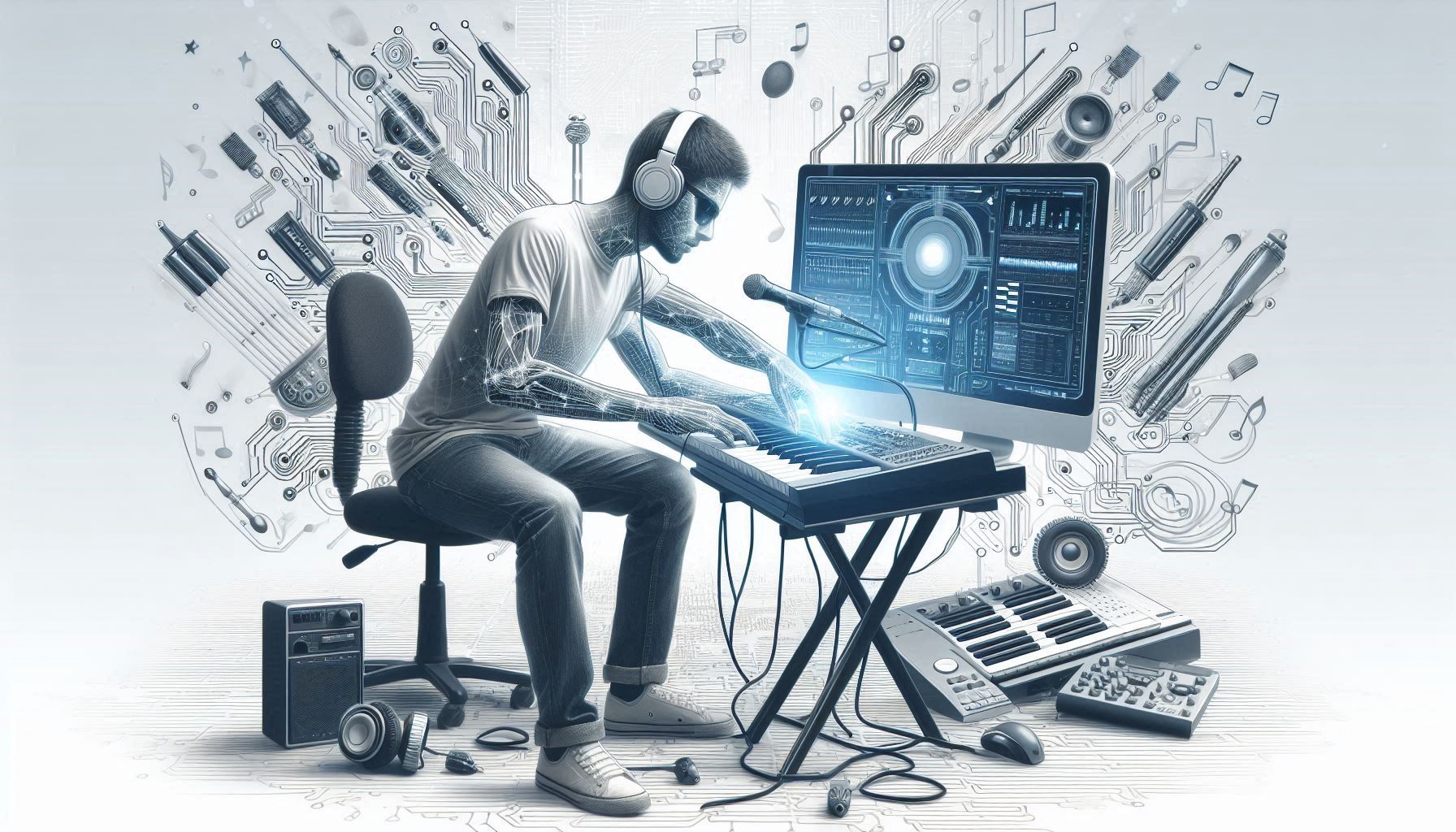 Musicista che suona in tempo reale